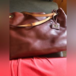 Dooney & Bourke Grommet Satchel ORANGE Pebble Leather Shoulder Handbag